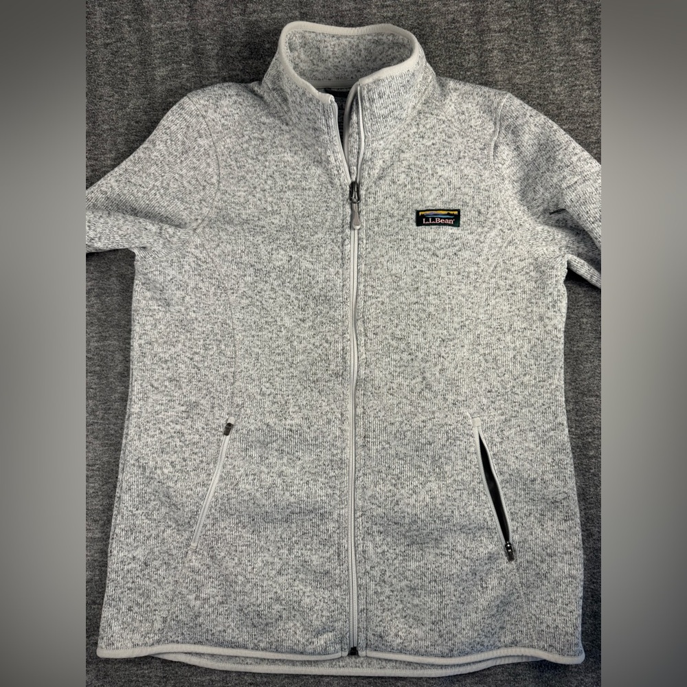 Womens L.L. Bean Pewter Gray Full Zip Fleece Sweater Jacket Large - Picture 2 of 6